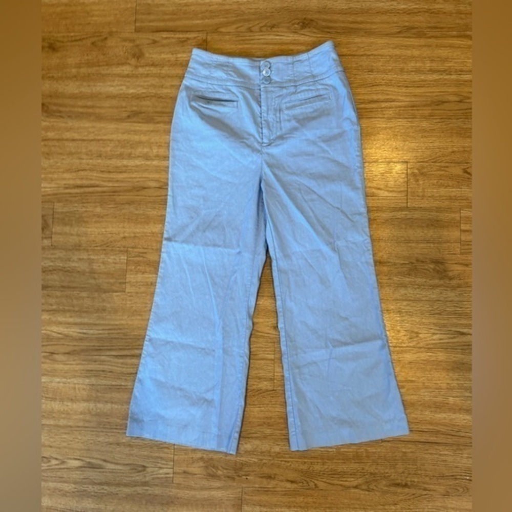 Anthropologie Maeve Womens Cropped Wide-Leg Pants Blue Size 2 EUC